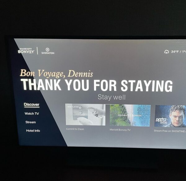 Checking out: a personal send off onscreen from @marriottbonvoy. ️ #wkbnch