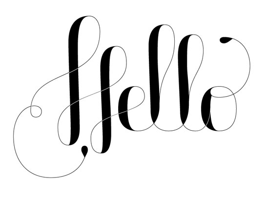 the word "hello" in calligraphy