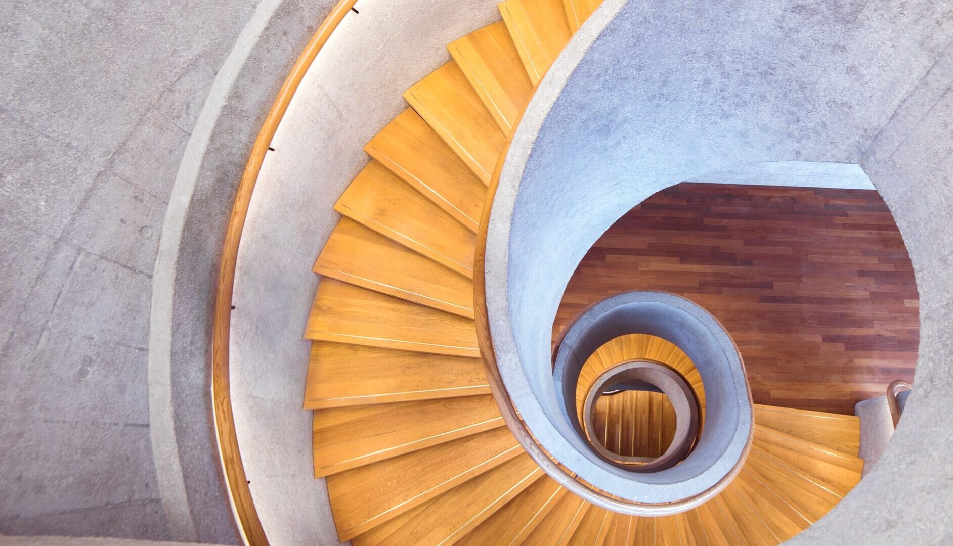 looking down a spiral staircase
