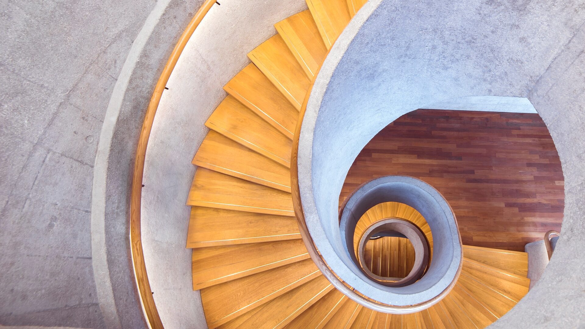 looking down a spiral staircase
