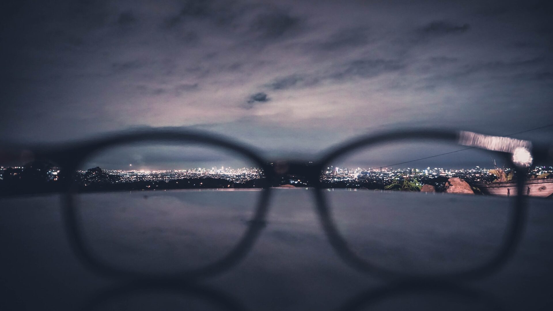 looking through eyeglasses