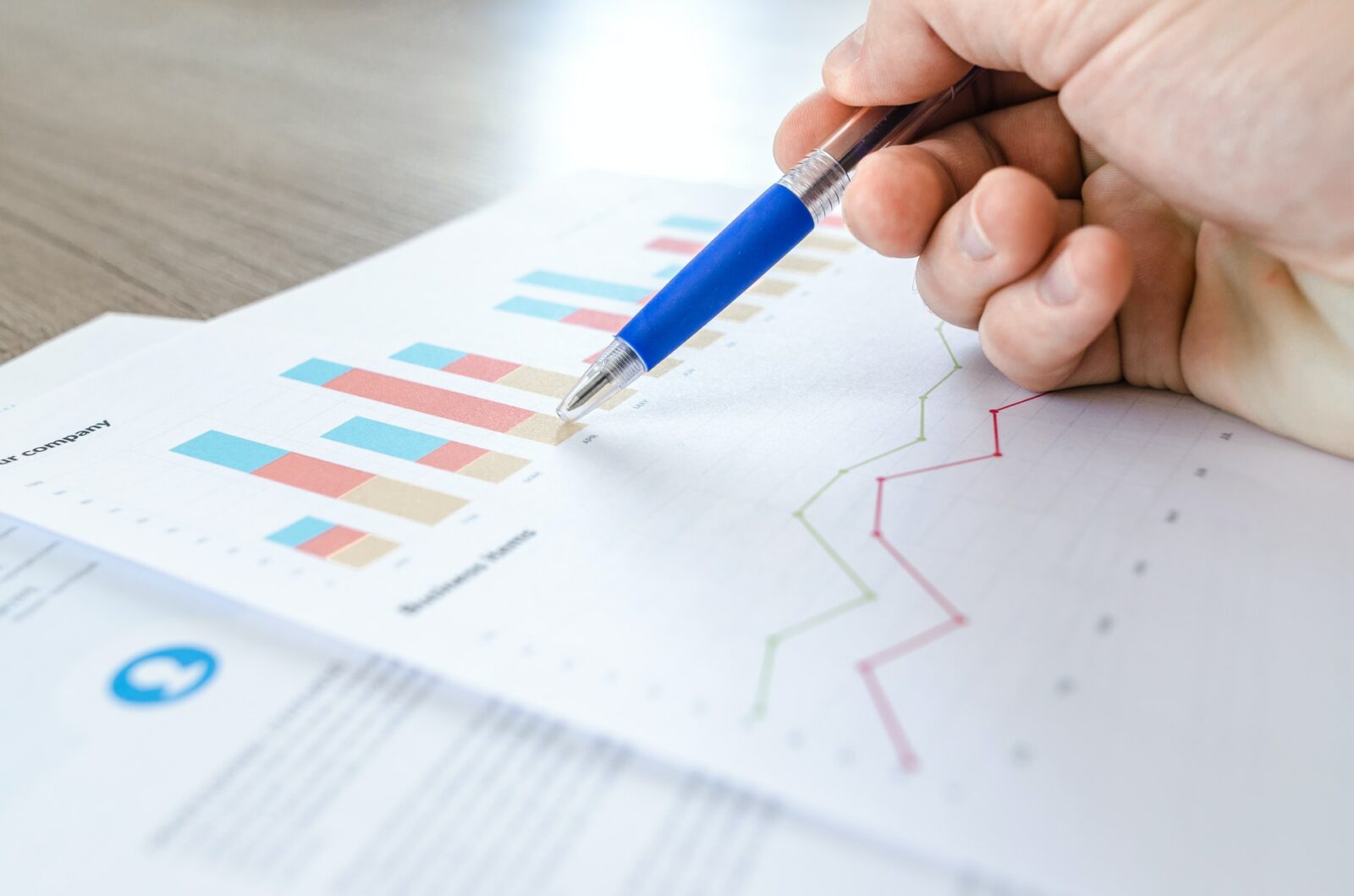 man reading a bar graph