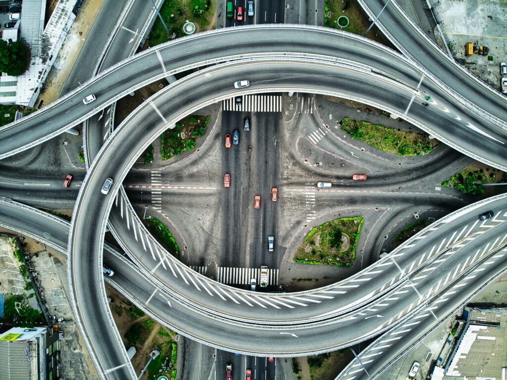 Aerial View of Flyover Roads and Highways