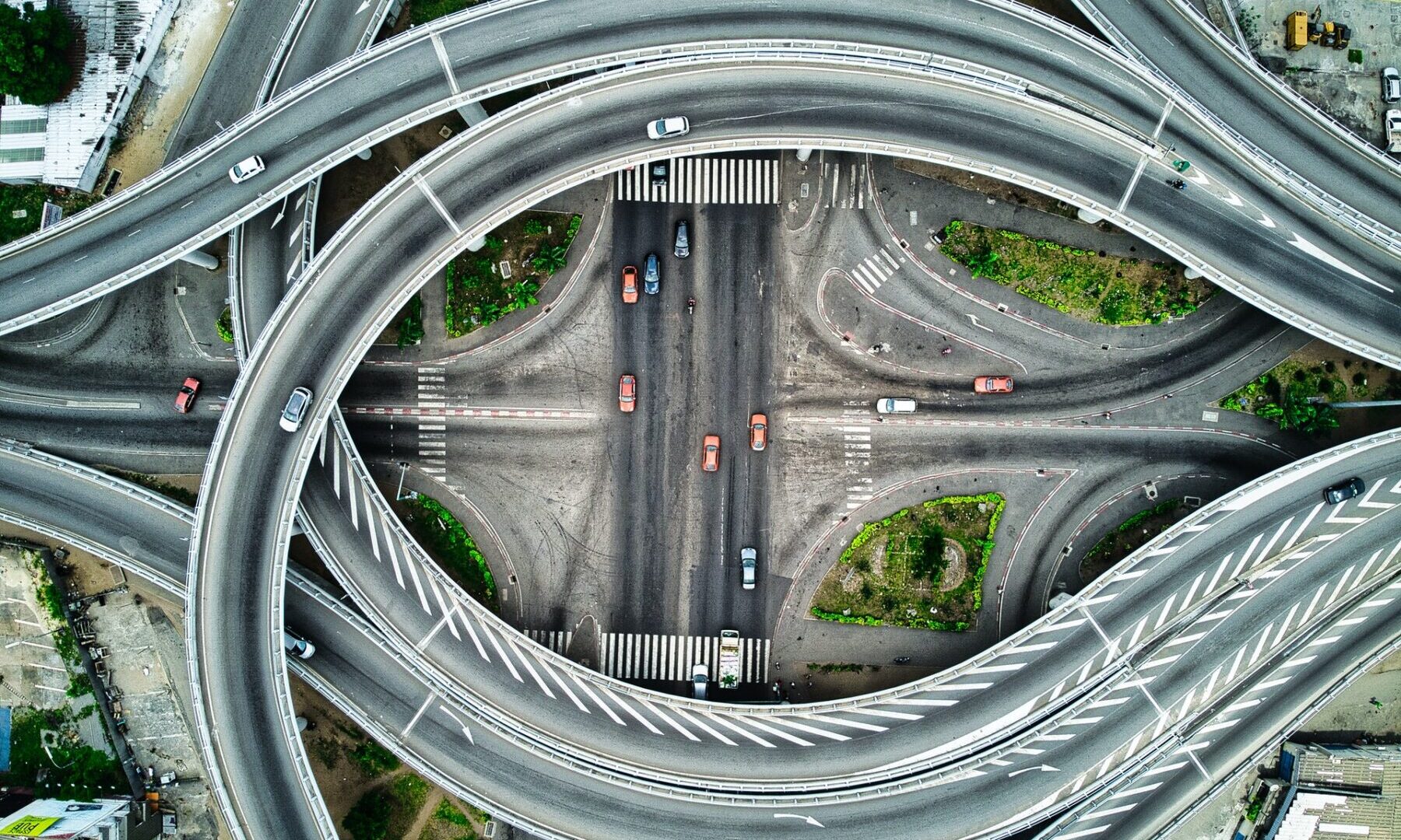Aerial View of Flyover Roads and Highways