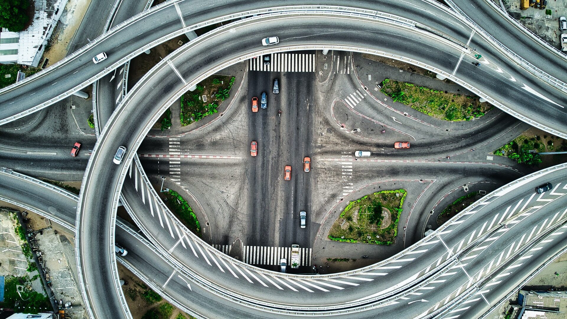 Aerial View of Flyover Roads and Highways