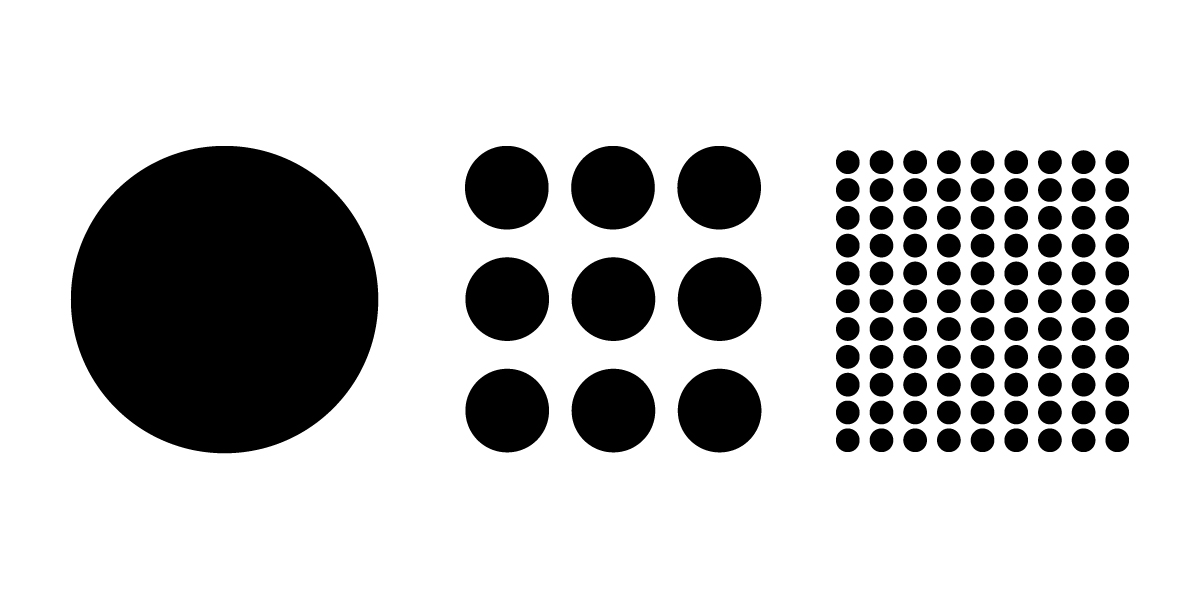 a grid of three circle sizes