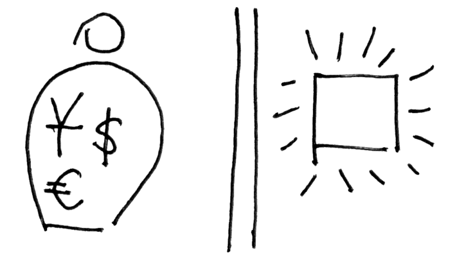 sketch of a person being blocked from using design