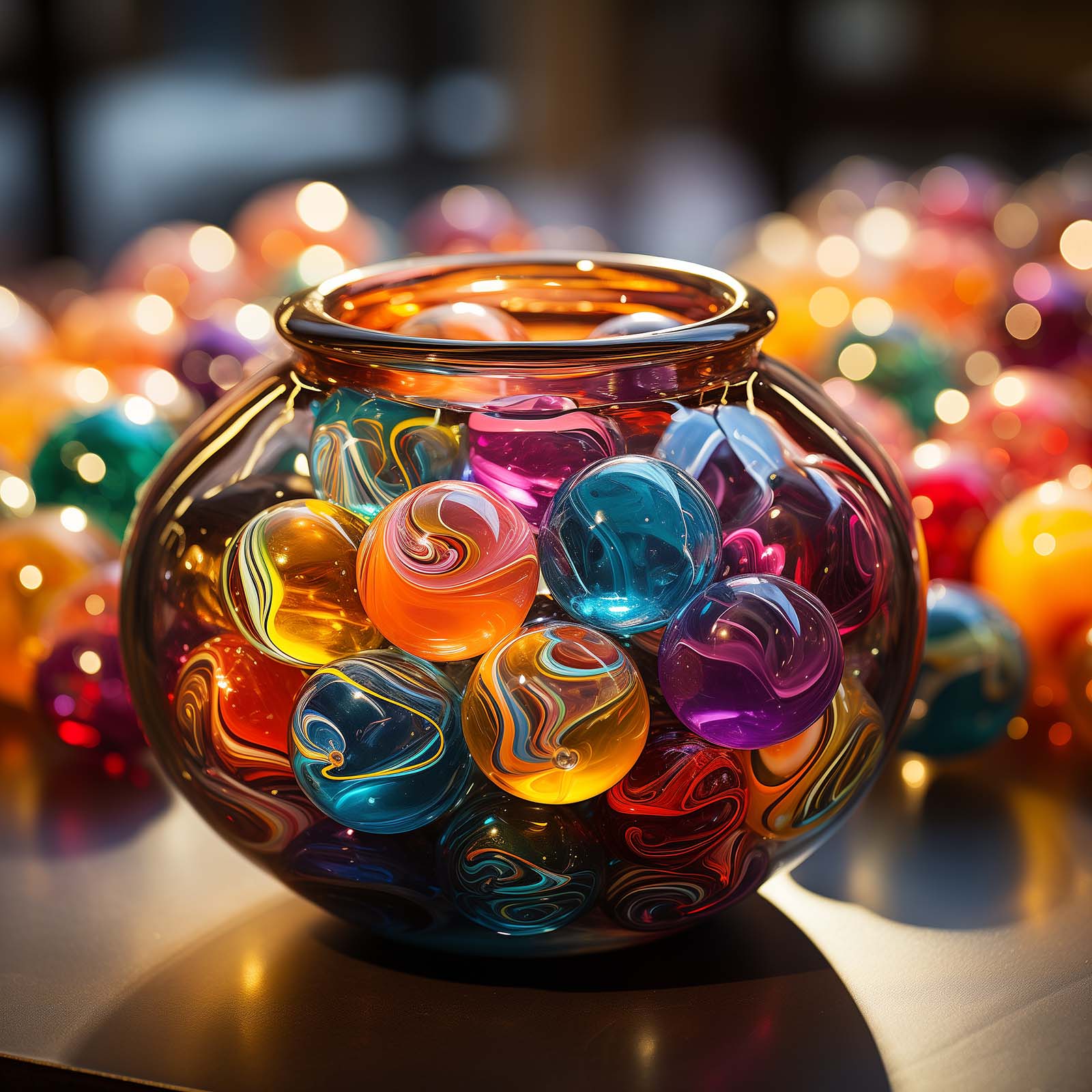 a bowl of colorful marbles